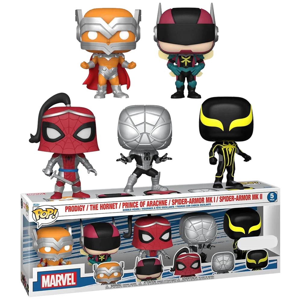Funko POP! Marvel Prodigy / The Hornet / Prince of Arachne / Spider-Armor MK I / Spider-Armor MK II 5pack Amazon Exclusive