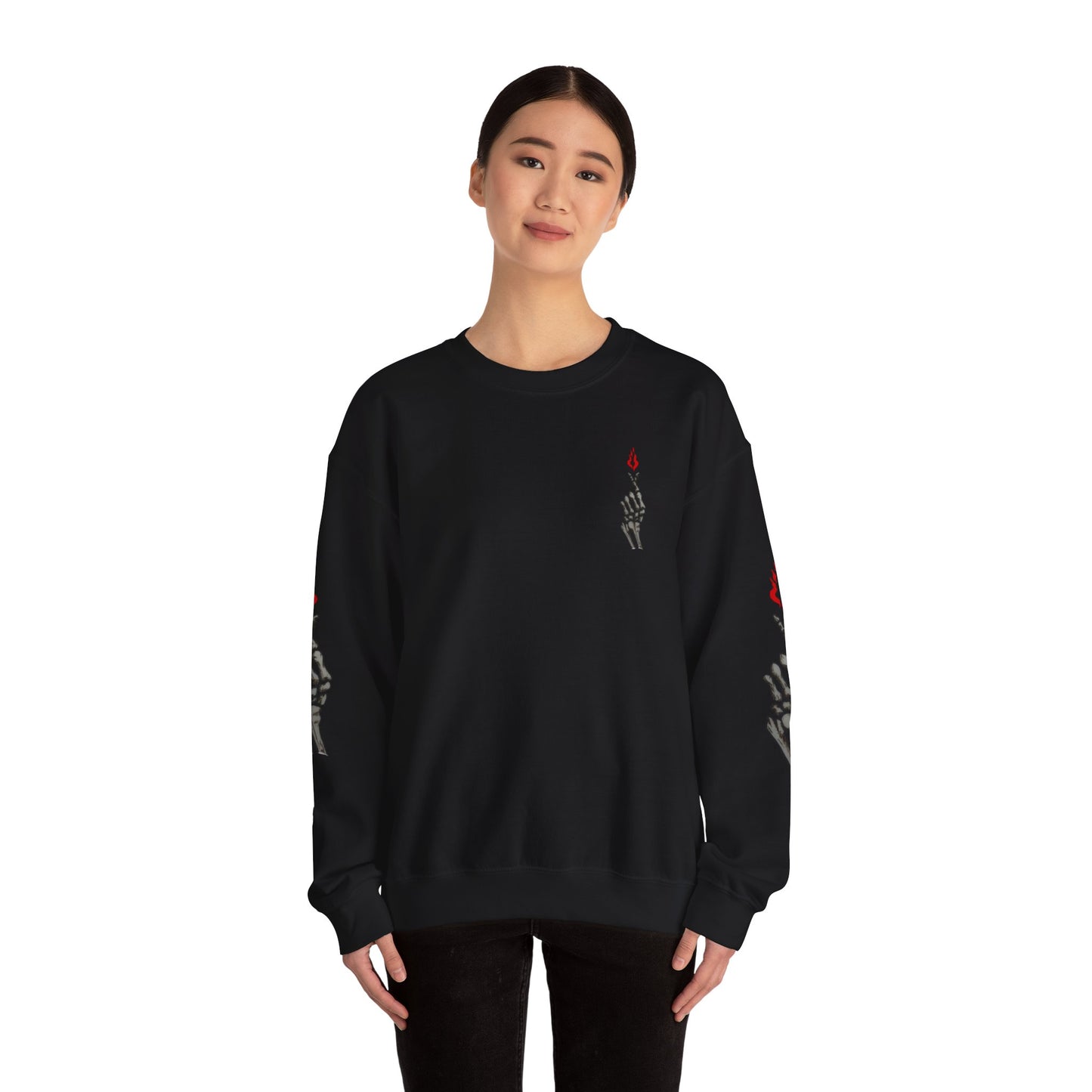 Skeleton Hand Love Sign Crewneck Sweatshirt