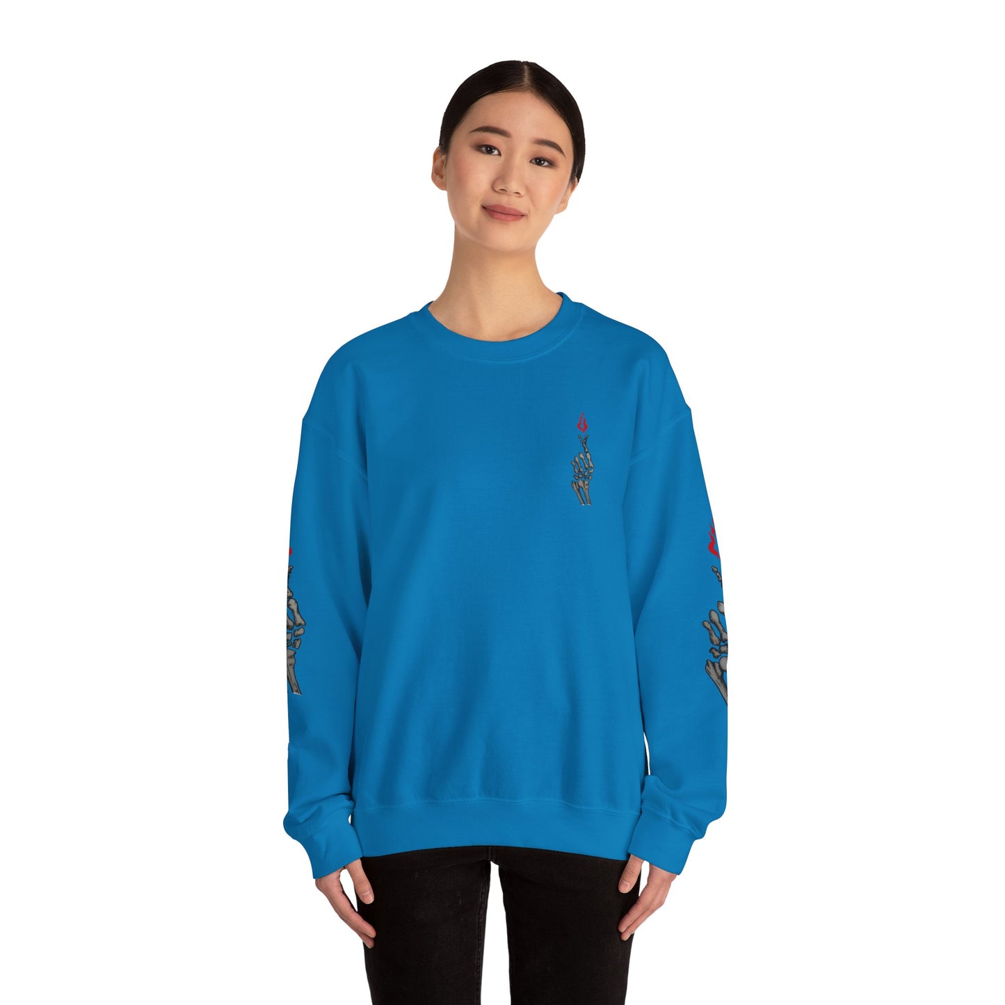 Skeleton Hand Love Sign Crewneck Sweatshirt