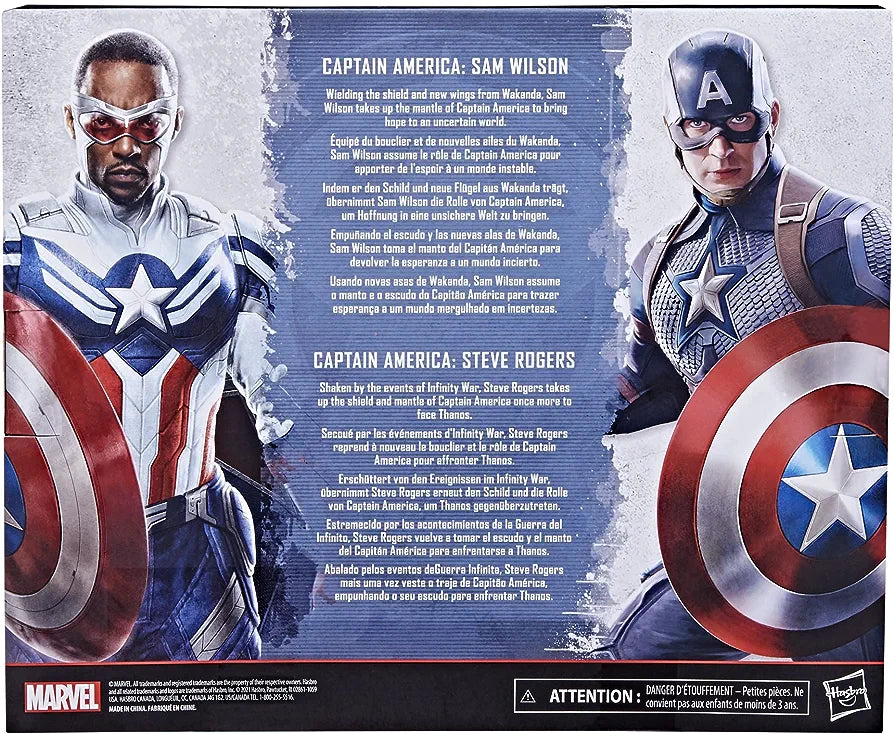 Avengers Marvel Legends 6-Inch Captain America Sam Wilson and Steve Rogers Action Figures 2-Pack
