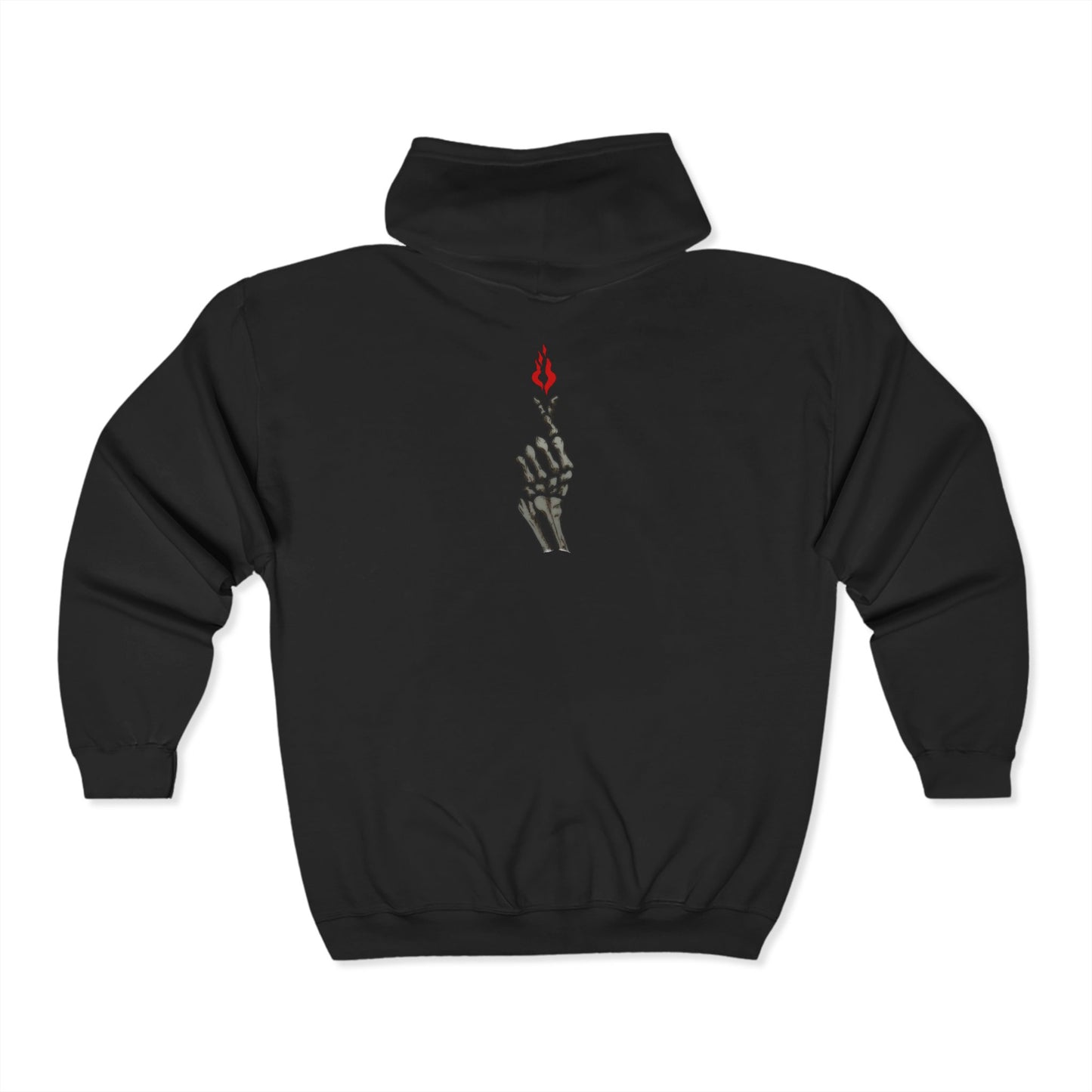 Skeleton Hand Love Sign Full Zip Hooded Sweatshirt