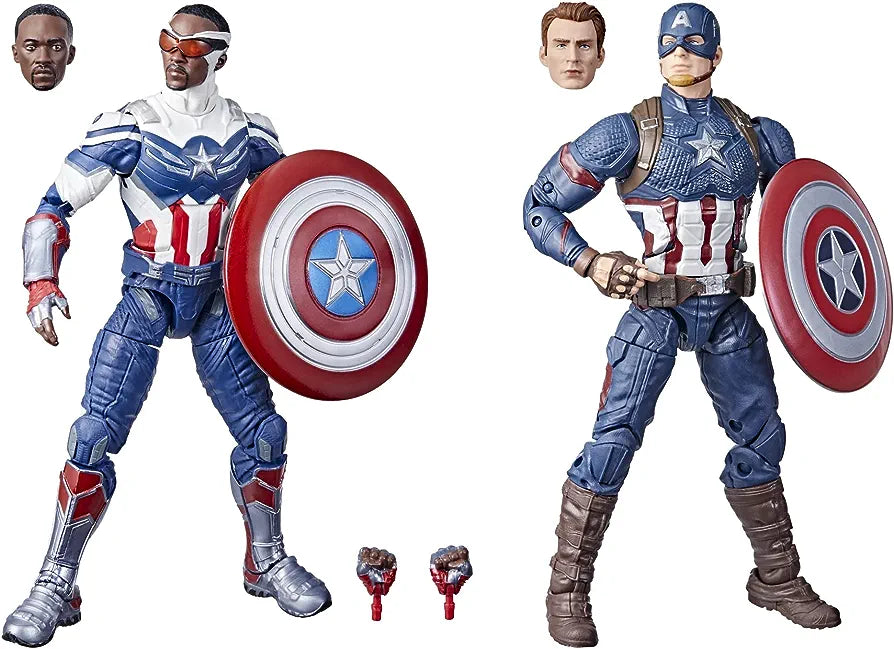 Avengers Marvel Legends 6-Inch Captain America Sam Wilson and Steve Rogers Action Figures 2-Pack