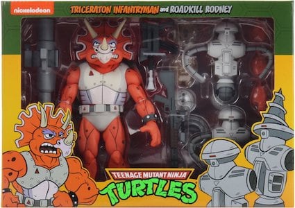 NECA Teenage Mutant Ninja Turtles Triceraton Infantryman & Roadkill Rodney 7" Action Figure 2-Pack